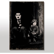 Cakasepetim Ahşap Tablo Charlie Chaplin Çocuk Resmi