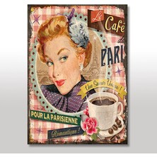 Cakasepetim Ahşap Tablo Romantik Kahve Saati Tarz