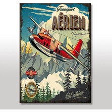 Cakasepetim Ahşap Tablo Nostaljik Yolcu Uçağı Afişi