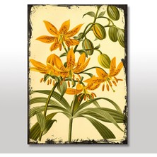 Cakasepetim Ahşap Tablo Retro Sarı Çiçek Şekilli