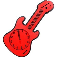 Bahat Tedarik Dekoratif Hediyelik Ahşap Gitar Duvar Saati Camsız