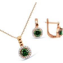 Argentum Concept Zirkon Taşlı Rose Gümüş Set S014302