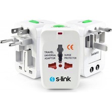 S-Link Slx-04A Universal 1A 2*Usb Akım Korumalı Çevirici Priz Adaptör