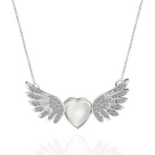 İmagine Gümüş Kaplama Kristal Kanatlı Chokers Kolye