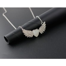 İmagine Gümüş Kaplama Kristal Kanatlı Chokers Kolye