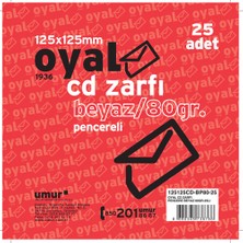 Oyal Zarf Cd 12.5X12.5 80Gr Beyaz Pencereli 25 Li