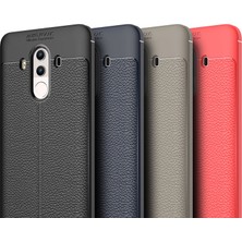 Case 4U Huawei Mate 10 Pro Kılıf Rugan Armor Deri Görünümlü Yüksek Kalite Silikon Niss Lacivert