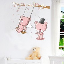 Crystal Kids Salıncakta Sallanan Sevimli Ayıcıklar Çocuk ve Bebek Odası PVC Duvar Sticker