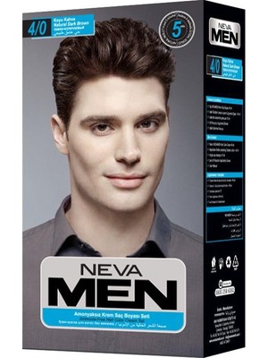 Neva Men Amonyaksız Krem Saç Boyası Seti 4/0 Koyu Kahve