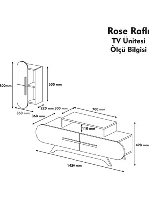 Variant Concept Rose Duvar Raflı Tv Ünitesi Ceviz - Sarı