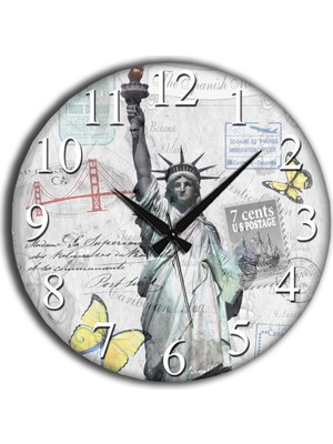 Frank Ray Özgürlük Heykeli Duvar Saati 60Cm