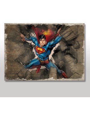 Cakasepetim Ahşap Tablo Kayaları Tutan Superman