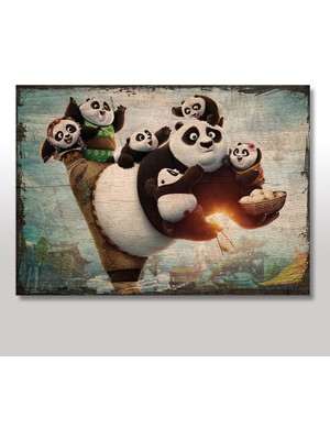 Cakasepetim Ahşap Tablo Kung Fu Panda ve Çocuklar