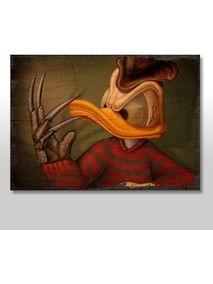 Cakasepetim Ahşap Tablo Donald Duck as Freddy Krueger