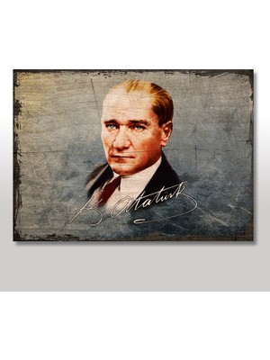 Cakasepetim Ahşap Tablo Atatürk ve İmzası