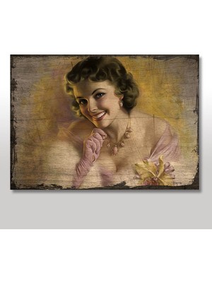 Cakasepetim Ahşap Tablo Gülümseyen Güzel Kadın