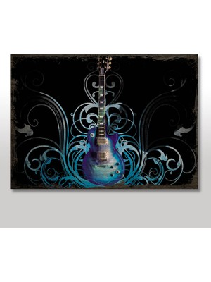 Cakasepetim Ahşap Tablo Mor Elektronik Gitar