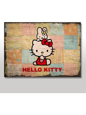 Cakasepetim Ahşap Tablo Hello Kitty Sevimli Aile