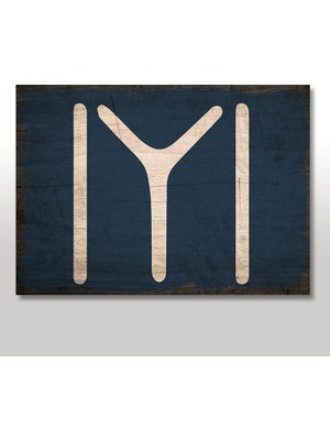 Cakasepetim Ahşap Tablo Lacivert Zeminde Kayı Bayrağı