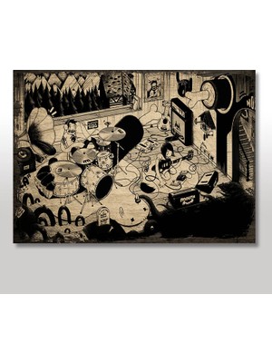 Cakasepetim Ahşap Tablo Metalci Gençler