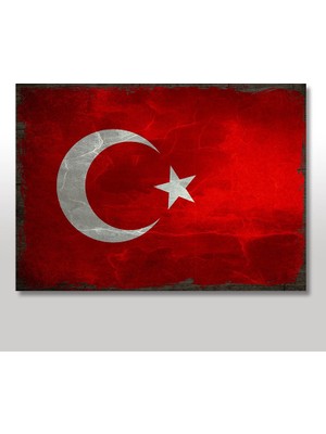 Cakasepetim Ahşap Tablo Düz Zeminde Türk Bayrağı
