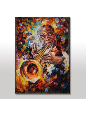 Cakasepetim Ahşap Tablo Yağlı Boya Saksafon Çalan Sanatçı