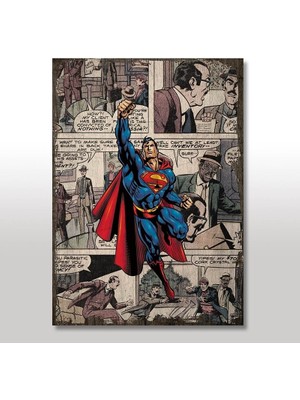 Cakasepetim Ahşap Tablo Süpermen Çizgi Roman Görsel