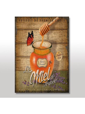 Cakasepetim Ahşap Tablo Kavanozda Bal Arı Kelebek Afişi