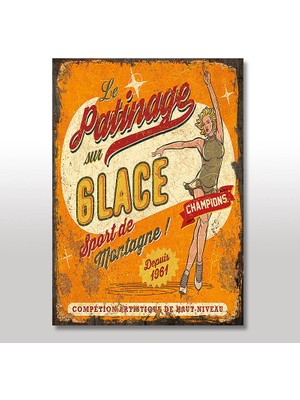 Cakasepetim Ahşap Tablo Güzel Kadın Buz Pateni Yarışı