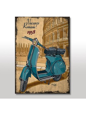 Tablomega Ahşap Tablo Vacanze Romane 1958 Tarz