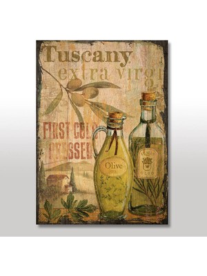 Cakasepetim Ahşap Tablo Tuscan Zeytin Yağı Afiş