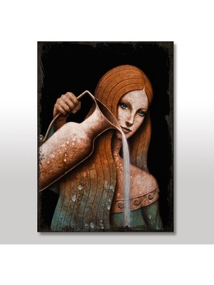 Cakasepetim Ahşap Tablo Eski Sürahili Kız