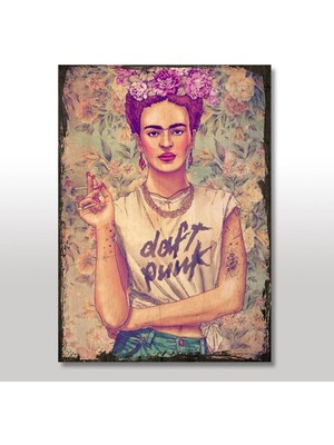 Cakasepetim Ahşap Tablo Punkçı Frida Kahlo Tarz
