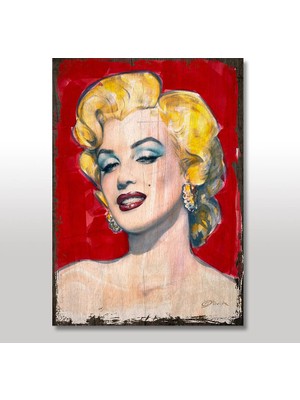 Cakasepetim Ahşap Tablo Retro Marilyn Monroe Desenli
