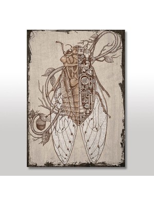 Cakasepetim Ahşap Tablo Android Sinek Desenli