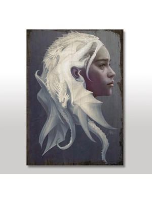 Cakasepetim Ahşap Tablo Game of Thrones Daenerys Targaryen eskitme Şekilli