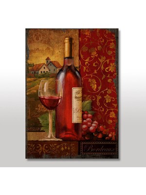 Tablomega Ahşap Tablo Kırmızı Bordeaux Şarap