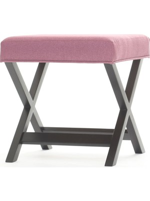 Evka Ahşap Bench Puf Dark - Pembe