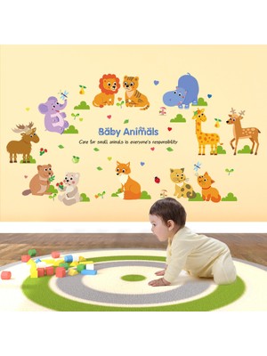 Crystal Kids Bebek ve Çocuk Odası Yavru Hayvanlar Baby Animals PVC Duvar Sticker