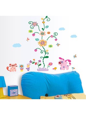 Crystal Kids Sevimli Hayvanlar ve Çiçek Bebek ve Çocuk Odası PVC Duvar Sticker