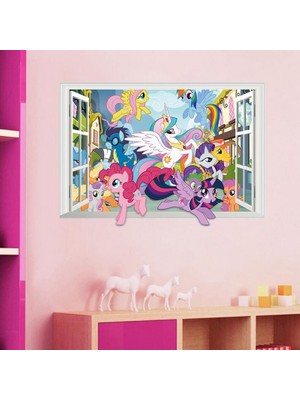 Crystal Kids Pony Midilli 3 Boyutlu Görünüm Bebek ve Çocuk Odası PVC Duvar Sticker