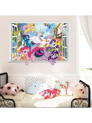 Crystal Kids Pony Midilli 3 Boyutlu Görünüm Bebek ve Çocuk Odası PVC Duvar Sticker