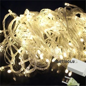Beyaz Kablolu 100 Ampüllü Led Işık Beyaz Renk 10 Metre