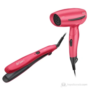 AR591 Pink Saç Kurutma Makinesi ve Düzleştirici Set
