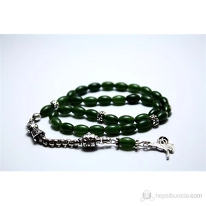 Yeşil Akik Taşı Tesbih 5*8 mm Arpa Kesim