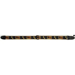 2" Monogrammed Strap, Black/Yellow/Brown