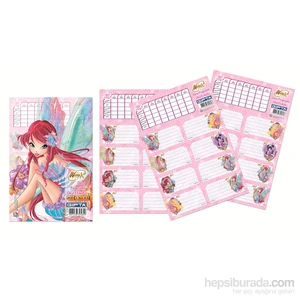 Gıpta 3130 Winx Ders Programlı Okul Etiketi 16x24 cm 3 Yaprak