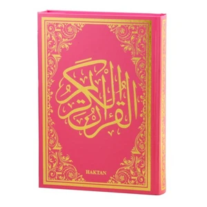 Kur’An-I Kerim Renkli Gül Desenli, Pembe Cilt (Rahle Boy-Sesli)