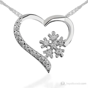 KENPAZAR Tekbir Silver Zirkon Taşlı Kartanesi Kalp Kolye