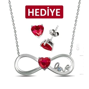 Bella Gloria Altın Kaplamalı Kırmızı Kuartz "Sonsuz Aşkıma" Pırlanta Kolye (Gpk0016)